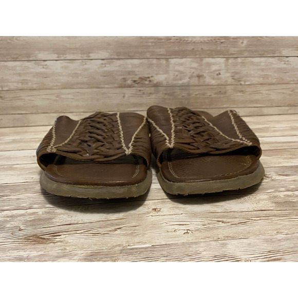 Tommy Bahama Sandals Mens 12D Brown Leather Huarache Slip On - Picture 4 of 11